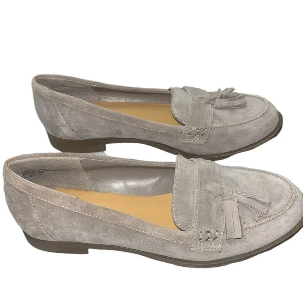 Crown Vintage MOIRA tassel suede upper round toe loafers gray Sz 7M